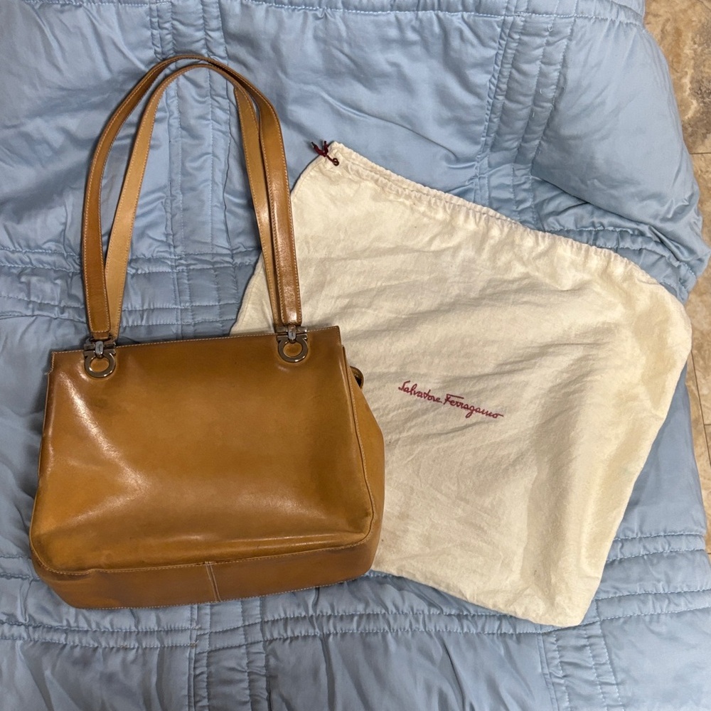 Salvatore Ferragamo Brown Leather Shoulder Bag